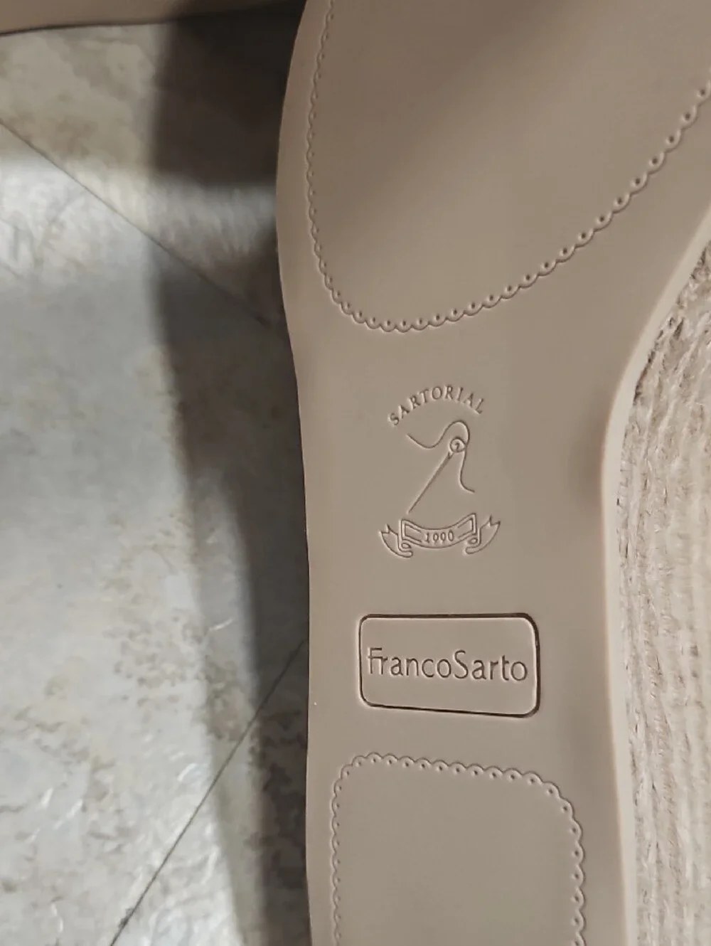 Franco Sarto Tan Brown Leather Double-Band Espadrille Wedges